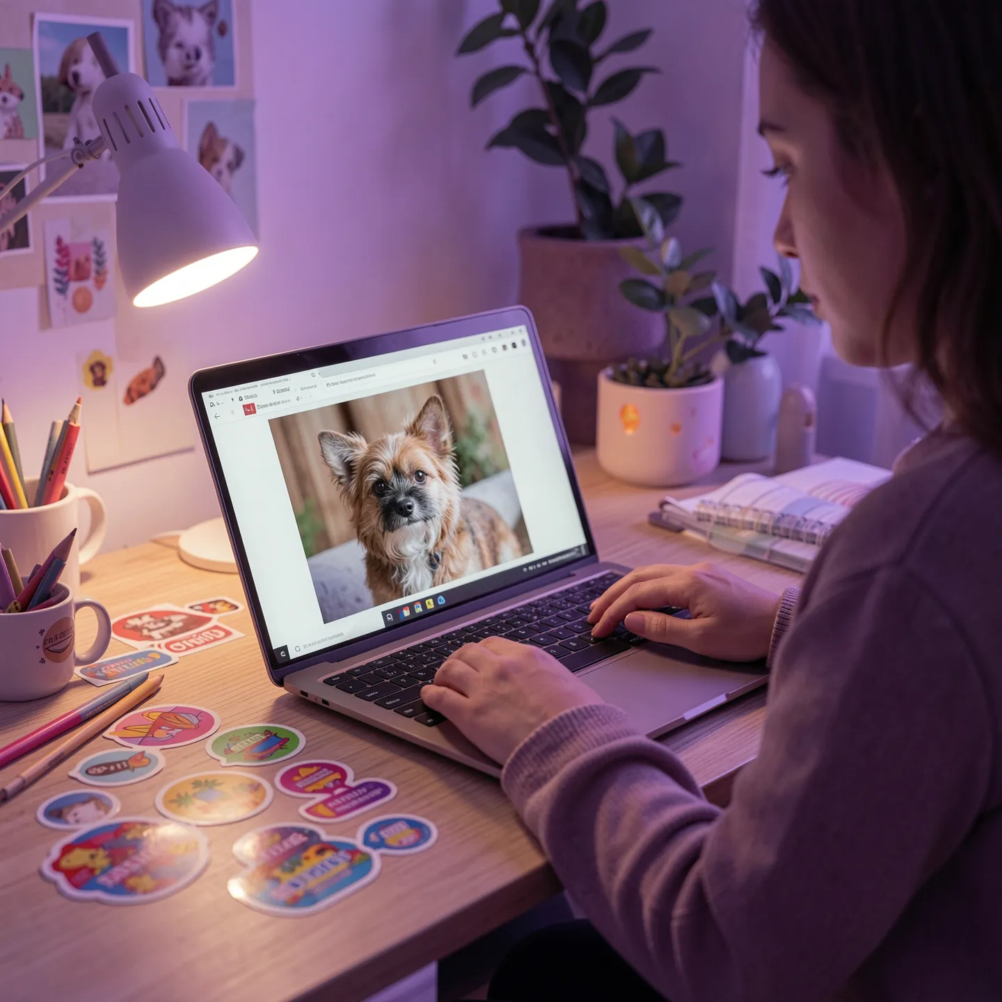 Designer creating custom dog stickers
